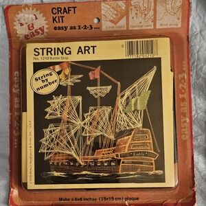 Vintage 1970s String Art Kit - Battle Ship Design New Old Stock